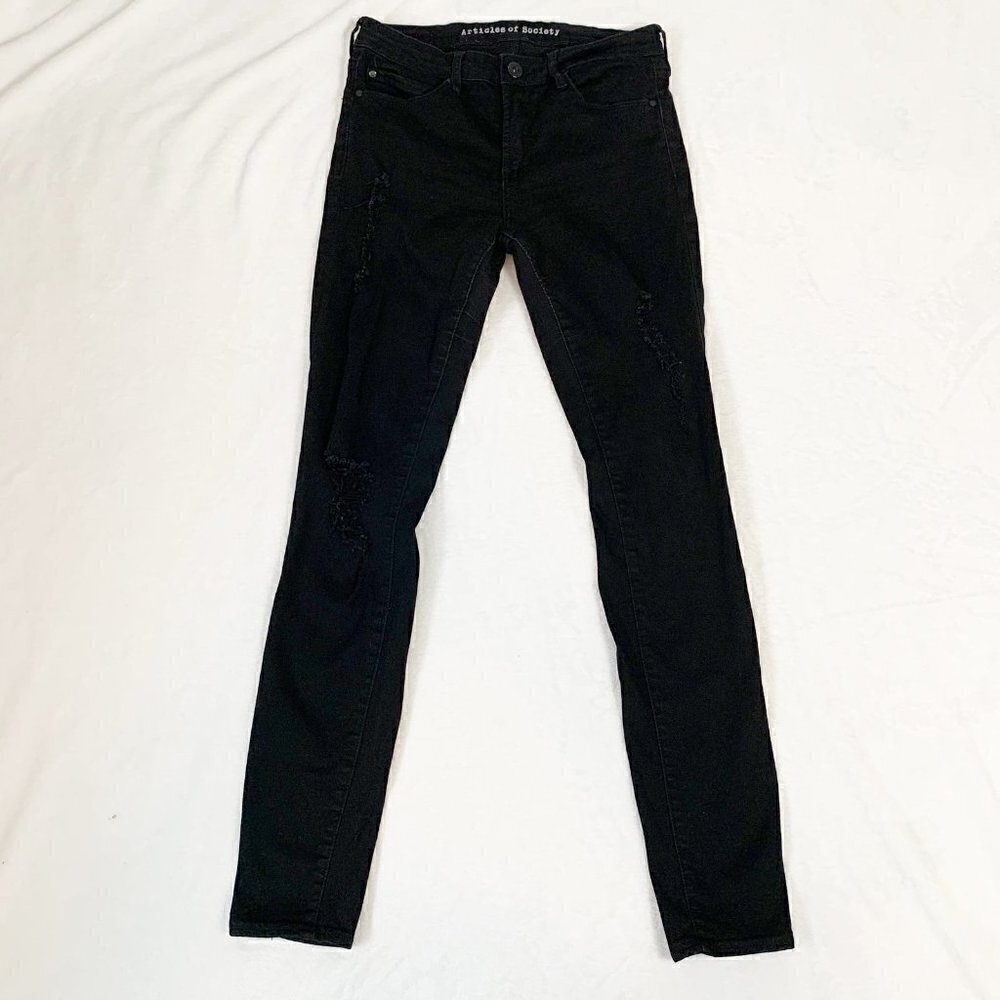Articles‎ of Society Womens Black Distressed Skinny Jeans Size 28 Stretch Denim